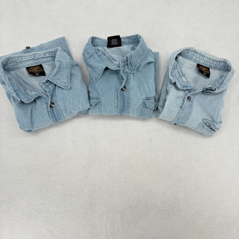 Milwaukee Leather Mens 2XL LOT of 3 Denim Biker Vest Sleeveless Shirt Frayed